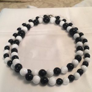 “Simply Beautiful” Black/White 18” Beaded Necklace